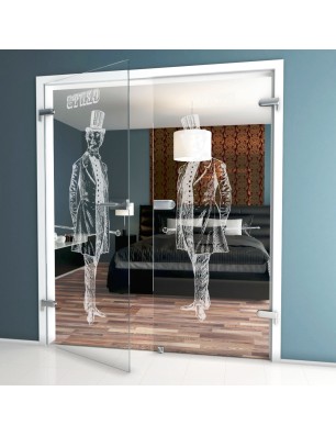 Ganzglastür Gents Gelasert Auf Klarglas