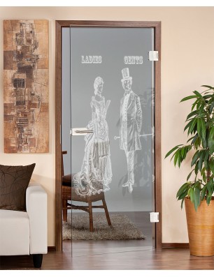 Ganzglastür Ladies and Gents Gelasert Auf Klarglas