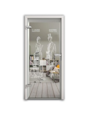 Ganzglastür Ladies and Gents Gelasert Auf Klarglas