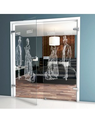 Ganzglastür Ladies and Gents Gelasert Auf Klarglas