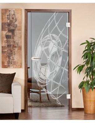 Ganzglastür Fussball Gelasert Auf Klarglas