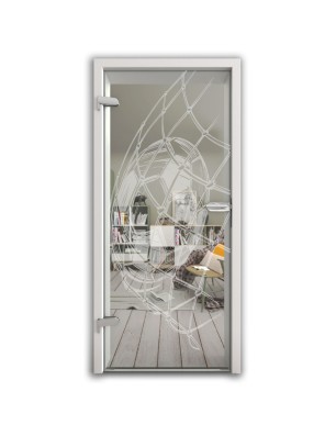 Ganzglastür Fussball Gelasert Auf Klarglas