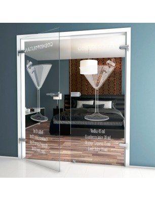 Ganzglastür Cosmopolitan Gelasert Auf Klarglas