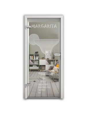 Ganzglastür Margarita Gelasert Auf Klarglas