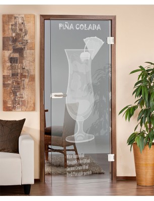 Ganzglastür Pina Colada Gelasert Auf Klarglas