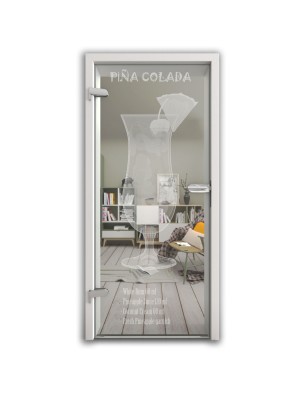 Ganzglastür Pina Colada Gelasert Auf Klarglas