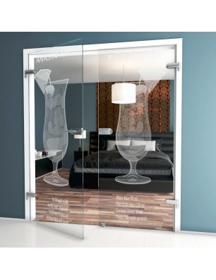 Ganzglastür Pina Colada Gelasert Auf Klarglas