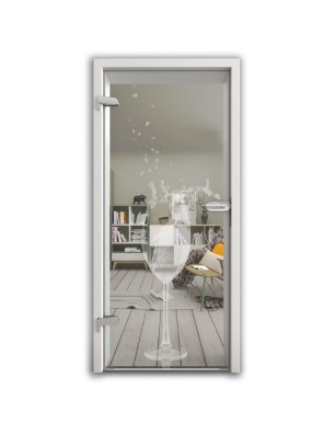 Ganzglastür Wein Gelasert Auf Klarglas