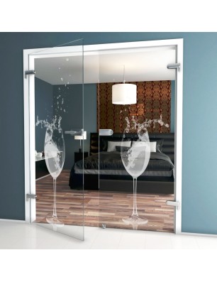 Ganzglastür Wein Gelasert Auf Klarglas