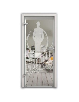 Ganzglastür Mr. Incredible Gelasert Auf Klarglas