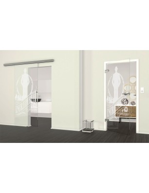 Ganzglastür Mr. Incredible Gelasert Auf Klarglas