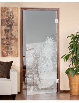 Ganzglastür Ananas Gelasert Auf Klarglas