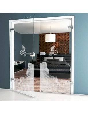 Ganzglastür Biker 2 Gelasert Auf Klarglas