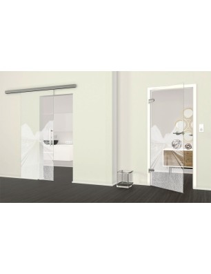 Ganzglastür Alpenstraße Gelasert Auf Klarglas