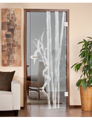 Ganzglastür Bambus Gelasert Auf Klarglas