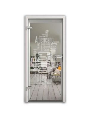 Ganzglastür Coffee Gelasert Auf Klarglas