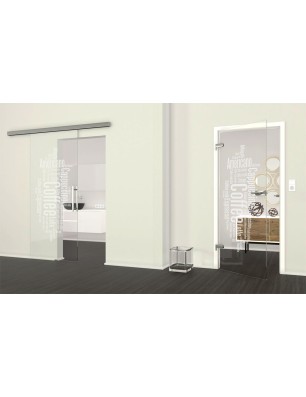 Ganzglastür Coffee Gelasert Auf Klarglas