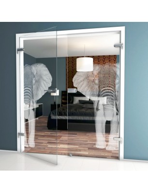 Ganzglastür Elefant 2 Gelasert Auf Klarglas