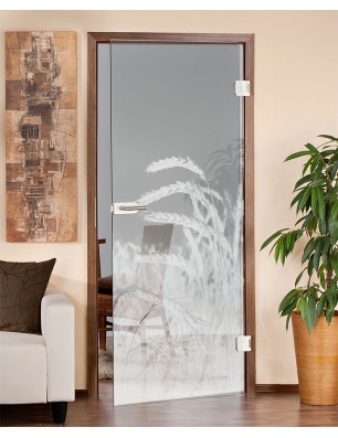 Ganzglastür Ernte Gelasert Auf Klarglas