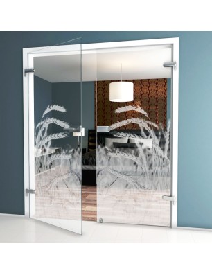 Ganzglastür Ernte Gelasert Auf Klarglas