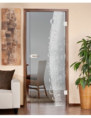 Ganzglastür Morgentau  Gelasert Auf Klarglas