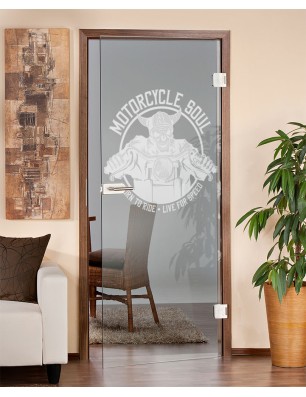 Ganzglastür Motorcycle Gelasert Auf Klarglas