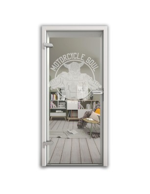 Ganzglastür Motorcycle Gelasert Auf Klarglas