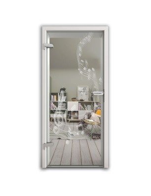 Ganzglastür Musik Gelasert Auf Klarglas