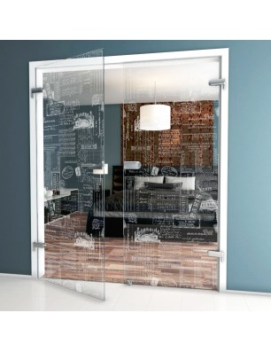 Ganzglastür Post Office Gelasert Auf Klarglas