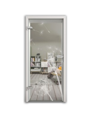 Ganzglastür Pusteblume Gelasert Auf Klarglas