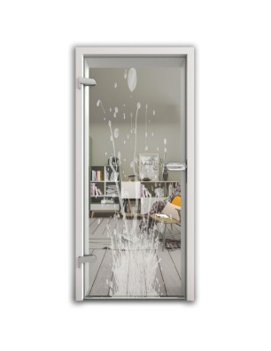 Ganzglastür Splash Gelasert Auf Klarglas