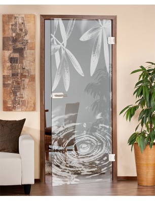 Ganzglastür Tropfen Gelasert Auf Klarglas