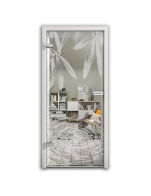 Ganzglastür Tropfen Gelasert Auf Klarglas