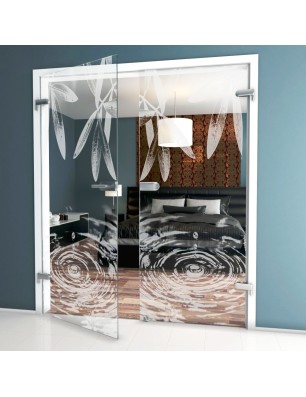 Ganzglastür Tropfen Gelasert Auf Klarglas