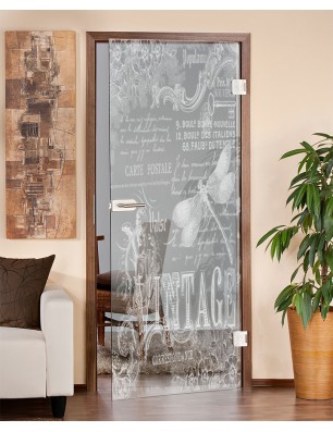 Ganzglastür Vintage Gelasert Auf Klarglas