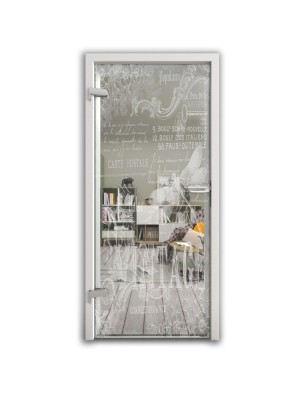 Ganzglastür Vintage Gelasert Auf Klarglas