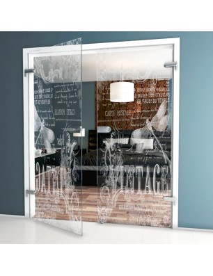 Ganzglastür Vintage Gelasert Auf Klarglas