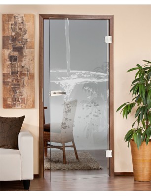 Ganzglastür Wasser 2 Gelasert Auf Klarglas