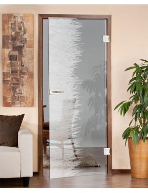 Ganzglastür Wiese Gelasert Auf Klarglas