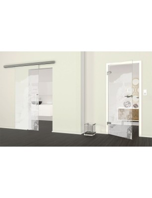 Ganzglastür Mediteranes Dorf Gelasert Auf Klarglas