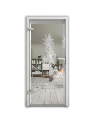 Ganzglastür Palmen Gelasert Auf Klarglas