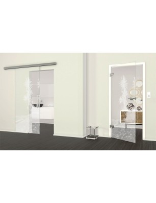 Ganzglastür Palmen Gelasert Auf Klarglas