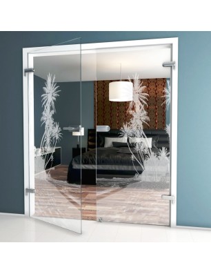 Ganzglastür Palmen Gelasert Auf Klarglas