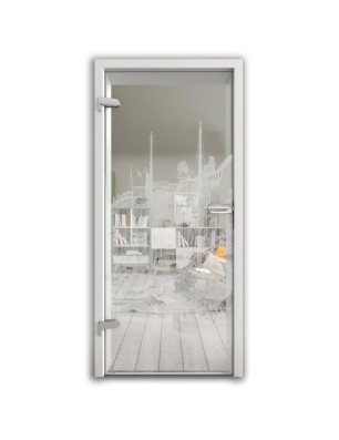 Ganzglastür Hafen Gelasert Auf Klarglas