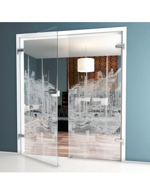 Ganzglastür Hafen Gelasert Auf Klarglas