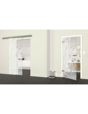 Ganzglastür Kaktusblüten Gelasert Auf Klarglas