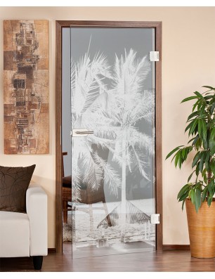 Ganzglastür Palmen II Gelasert Auf Klarglas