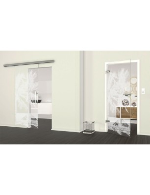 Ganzglastür Palmen II Gelasert Auf Klarglas