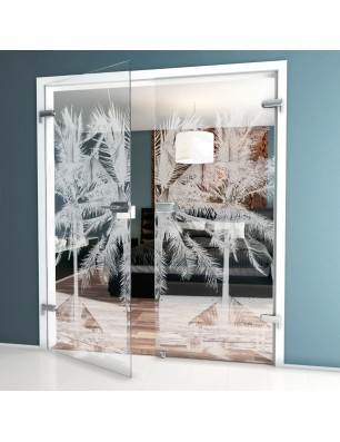 Ganzglastür Palmen II Gelasert Auf Klarglas