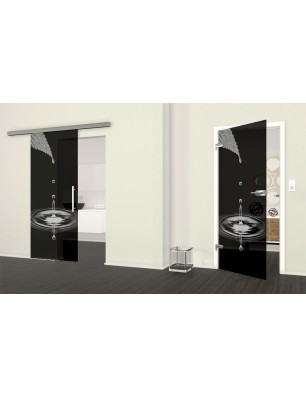 Ganzglastür Tropfen II Gelasert Auf Grauglas